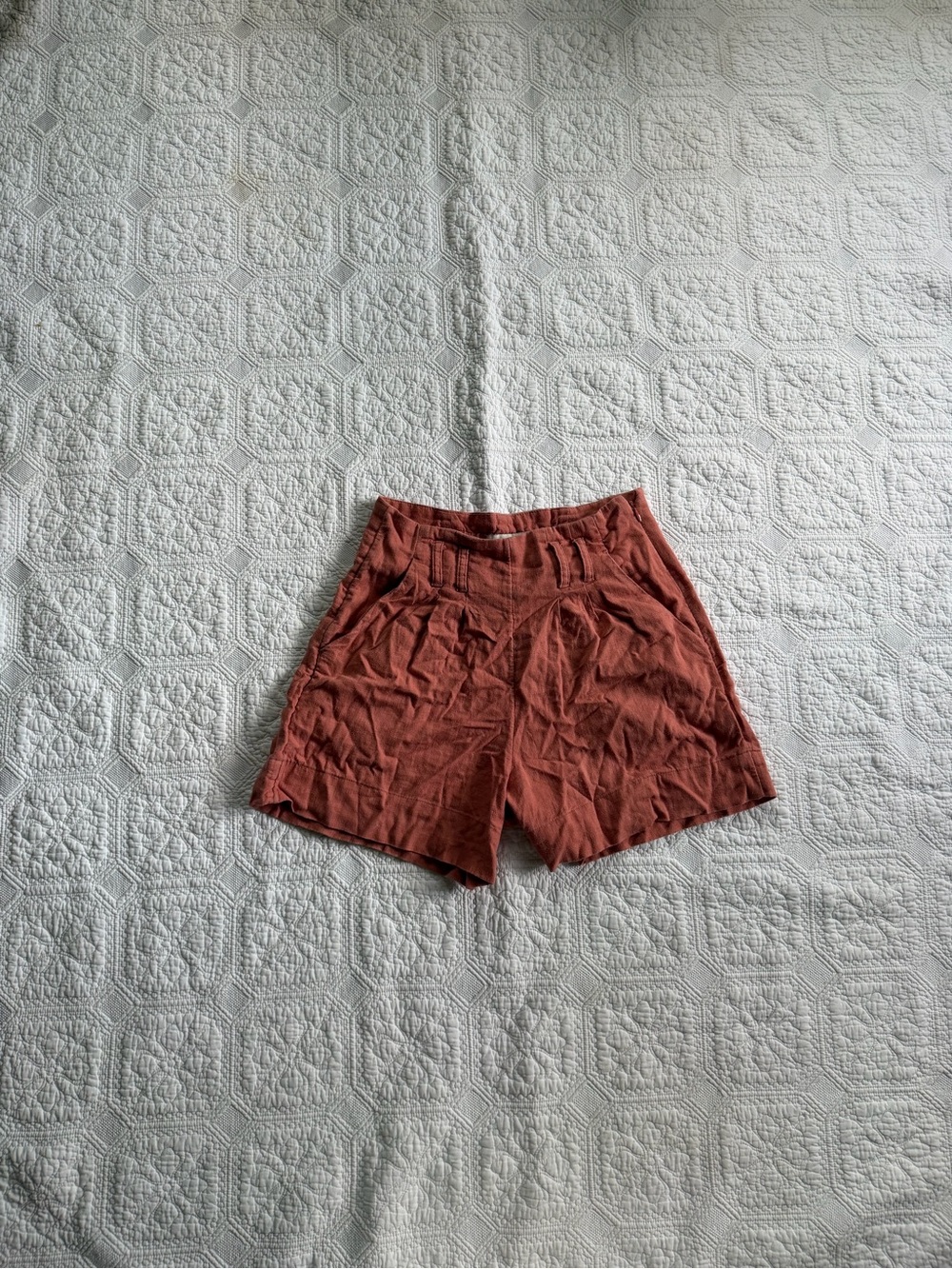 Abercrombie and fitch Orange High-Waist Linen Blend Shorts